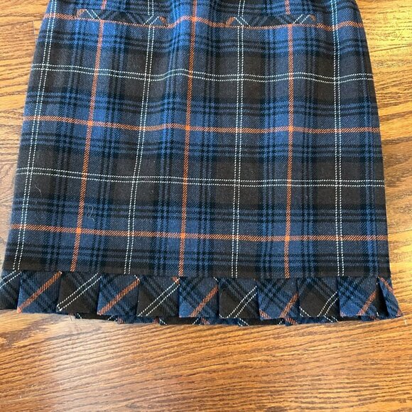 Cabi Wool Blend Plaid Size 6 Pleated Ruffle Pencil Skirt Academia Chantilly - Picture 3 of 8